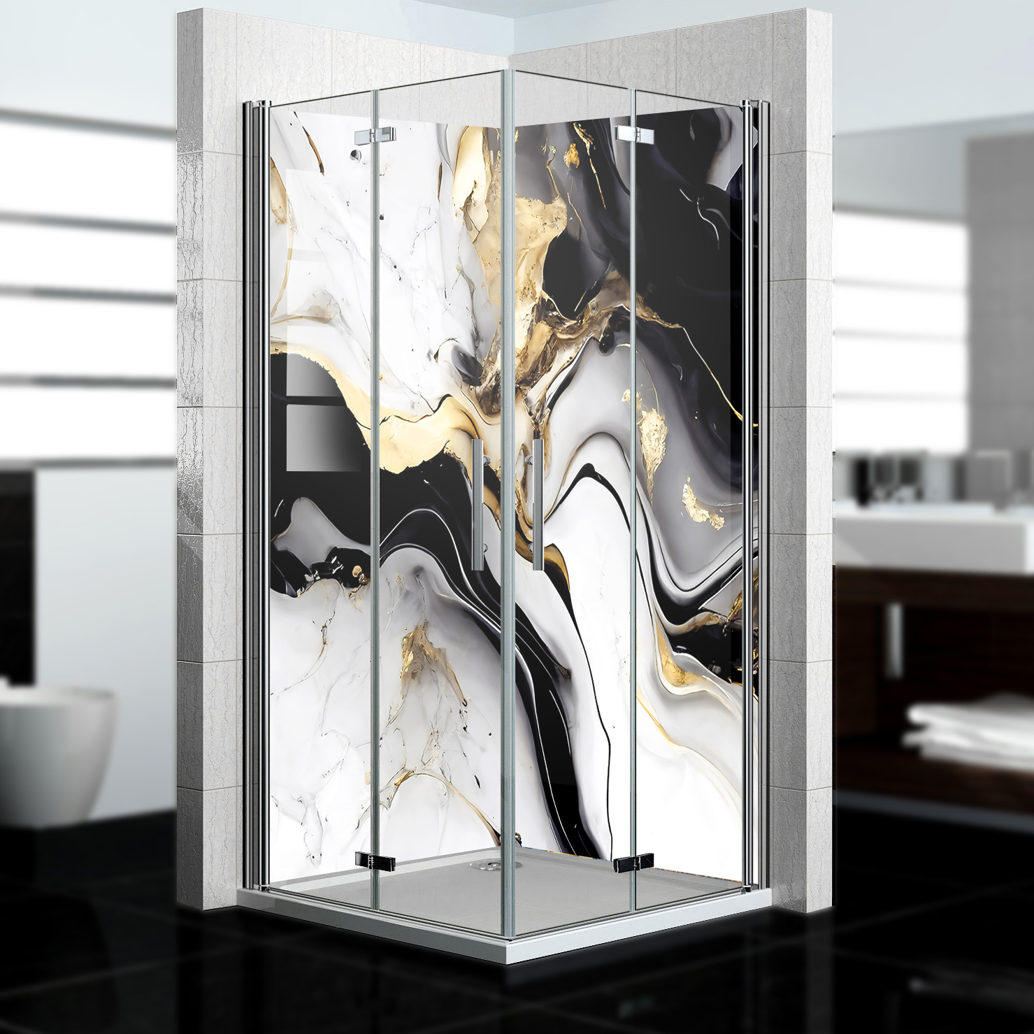 Duschrückwand mit Marmor V17 Motiv, als Badrückwand zum Fliesenersatz Duschrückwand mit Marmor V17 Motiv, als Badrückwand zum Fliesenersatz