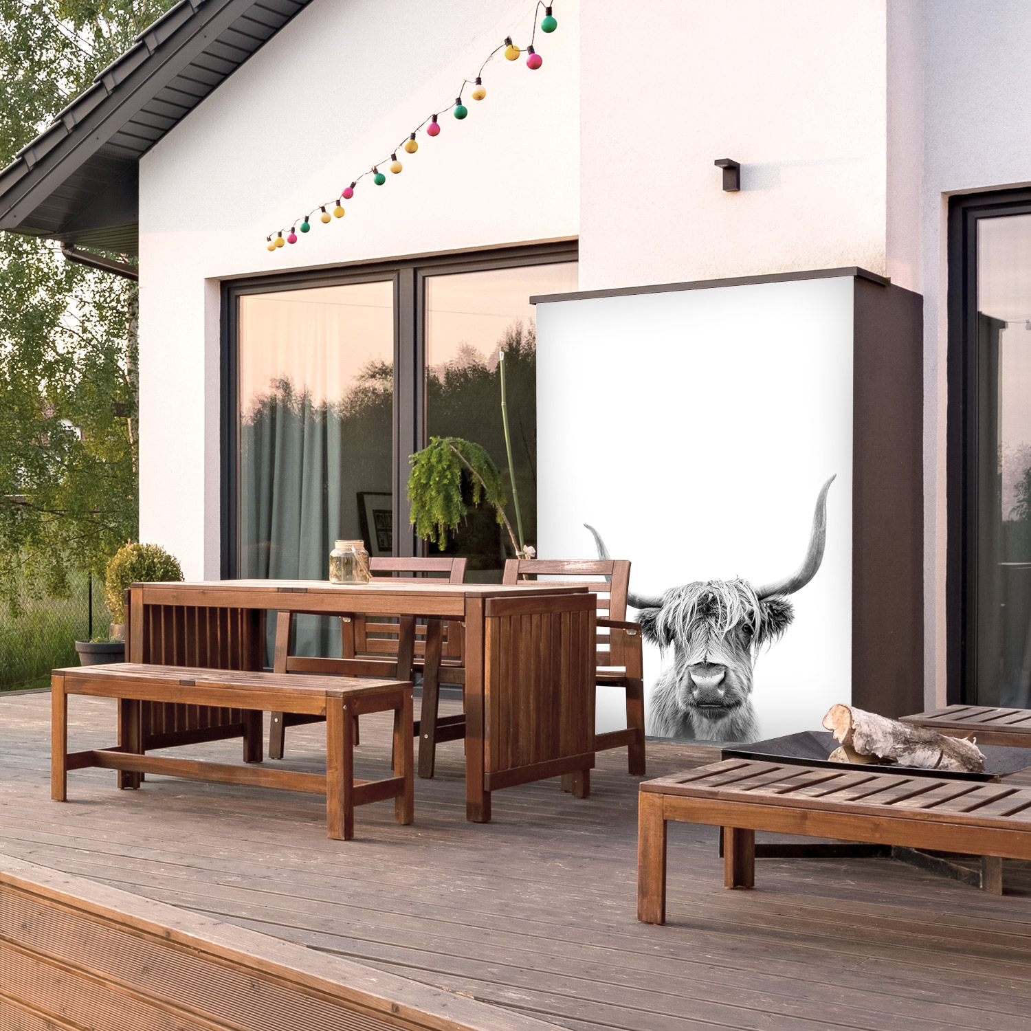 Wandverkleidung für den Outdoorbereich mit Tierwelt V2 Motiv