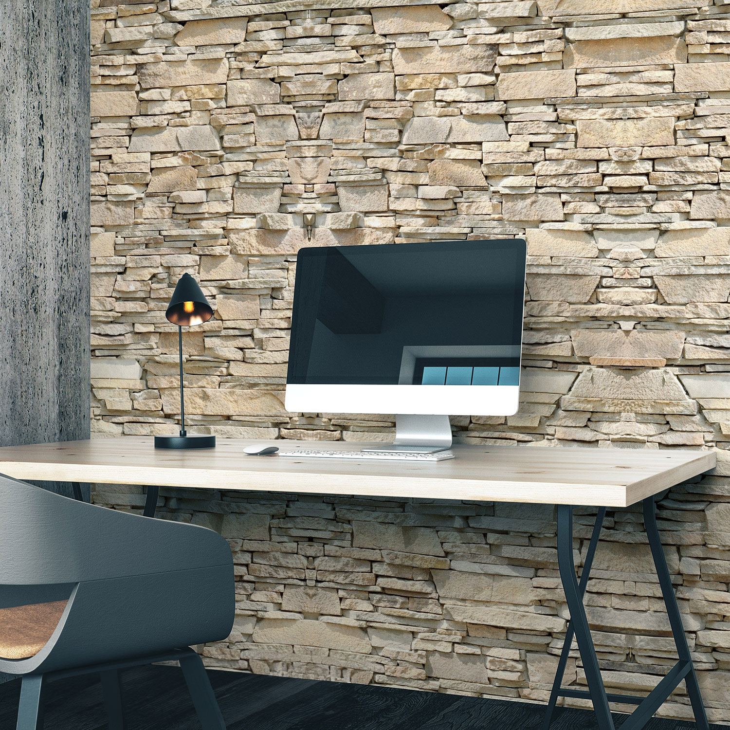 Wandverkleidung für das Büro mit Stein V2 Motiv