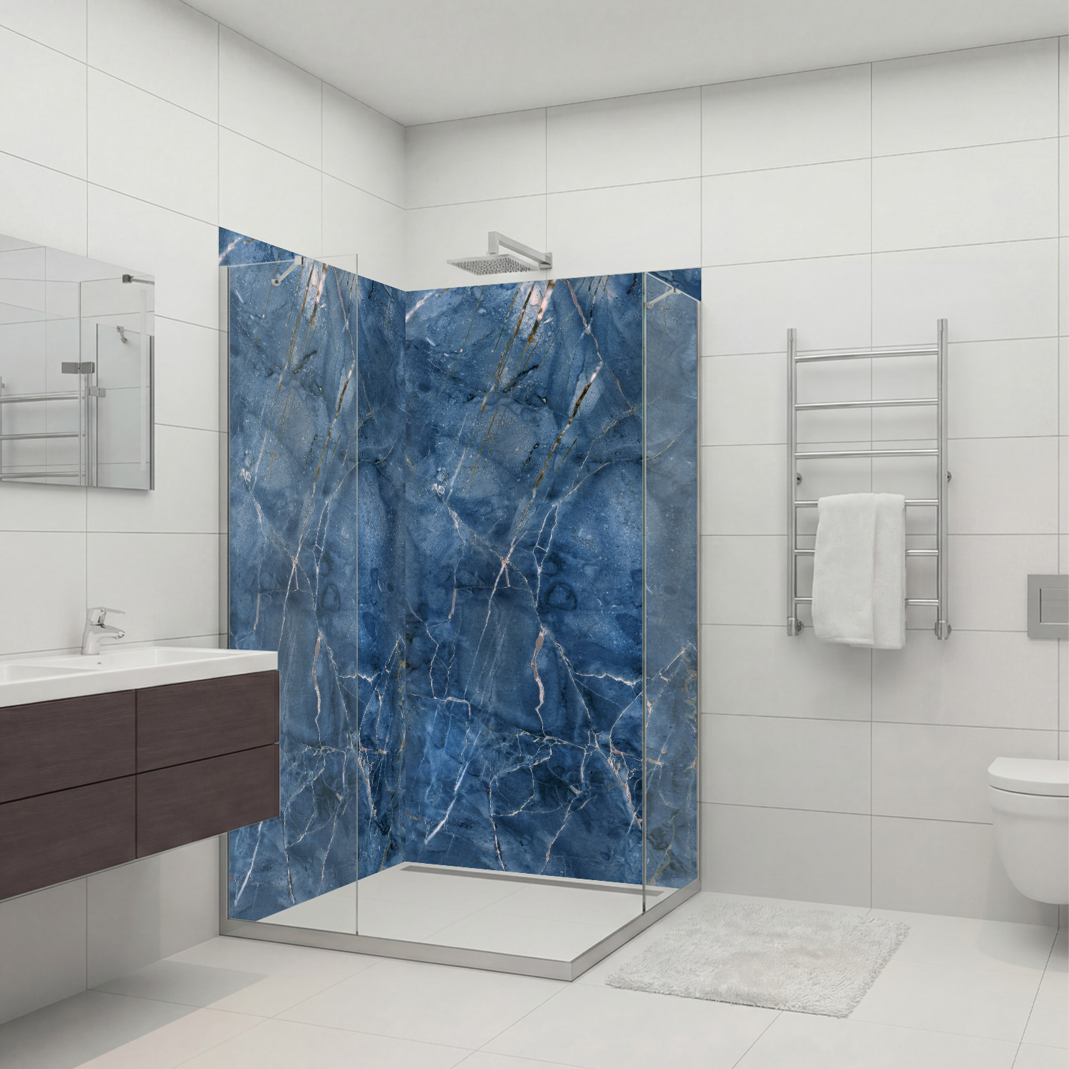 Duschrückwand mit Marmor V6 Motiv, als Badrückwand zum Fliesenersatz