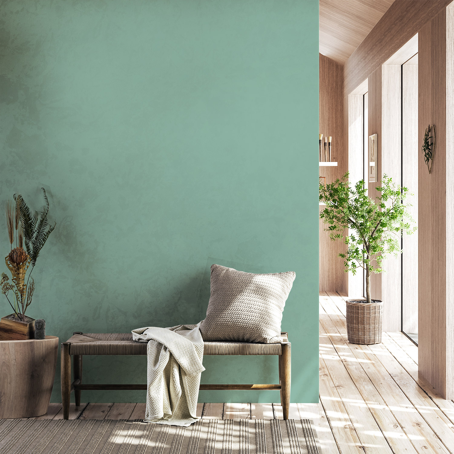 Wandverkleidung für den Flur in Pastellgrün Unifarbe Wandverkleidung für den Flur in Pastellgrün Unifarbe