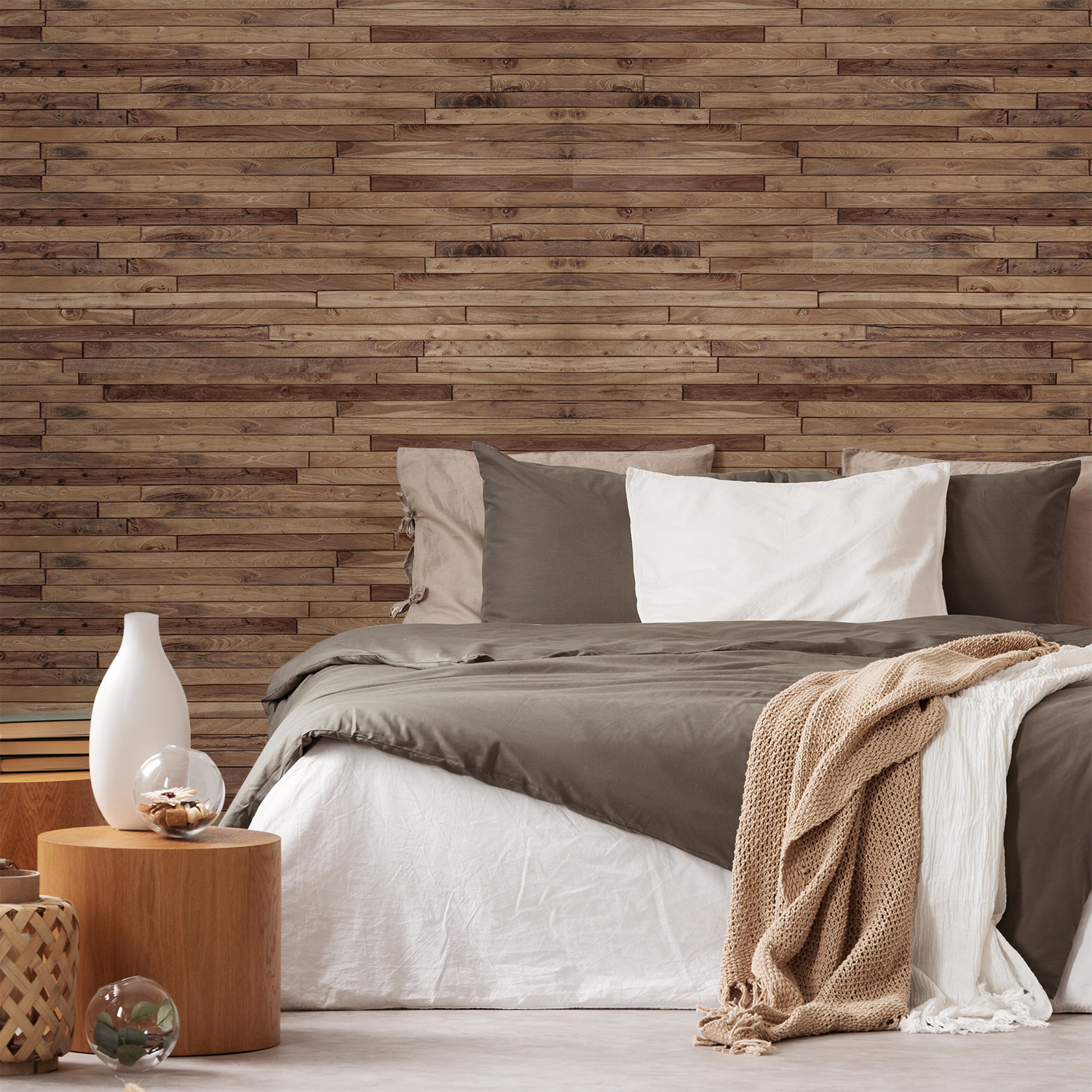 Wandverkleidung für das Schlafzimmer mit Holz V3 Motiv