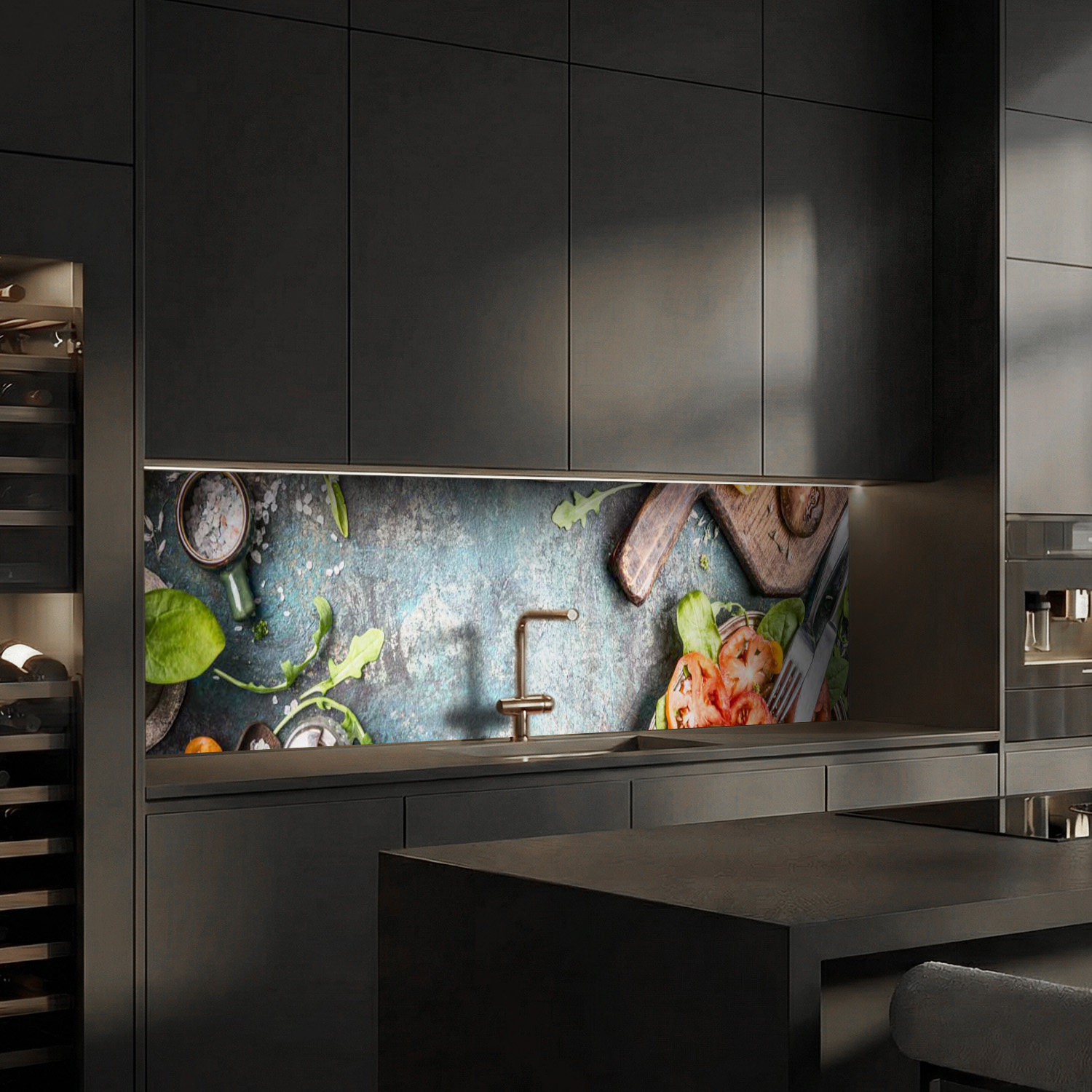 Küchenrückwand mit Obst & Gemüse V3 Motiv als Fliesenersatz und Spritzschutz
