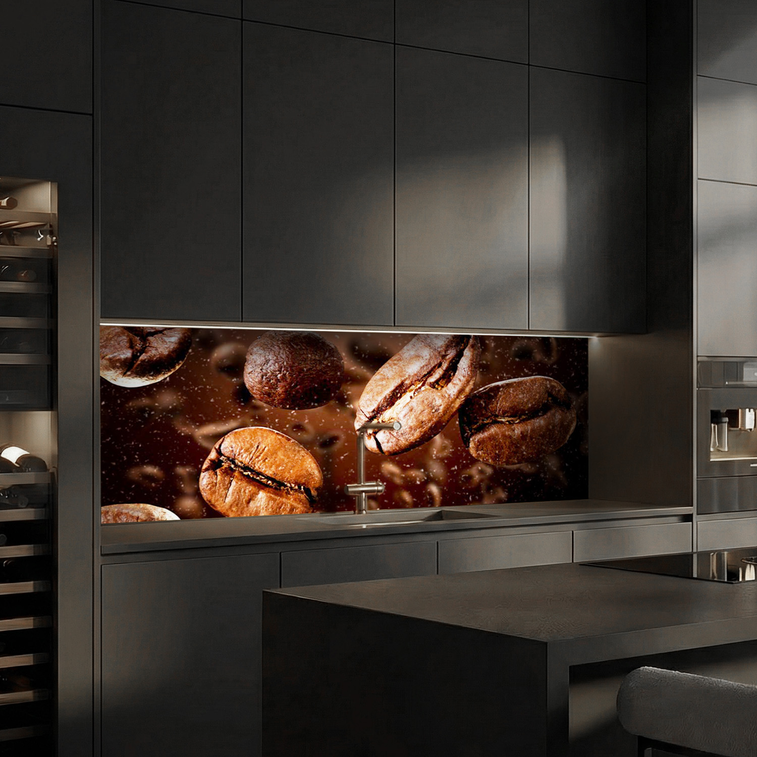 Küchenrückwand mit Kaffee V2 Motiv als Fliesenersatz und Spritzschutz