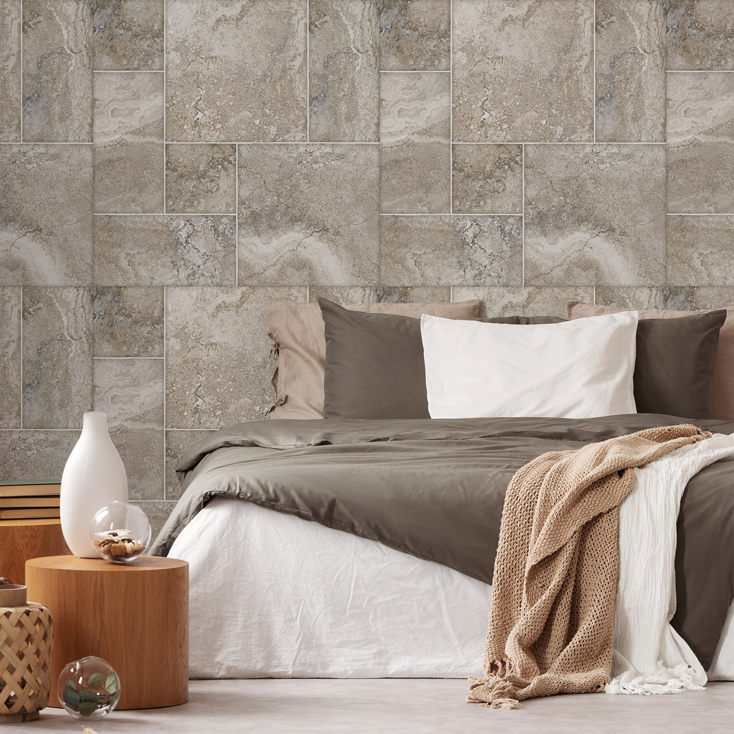 Wandverkleidung für das Schlafzimmer mit Stein V5 Motiv