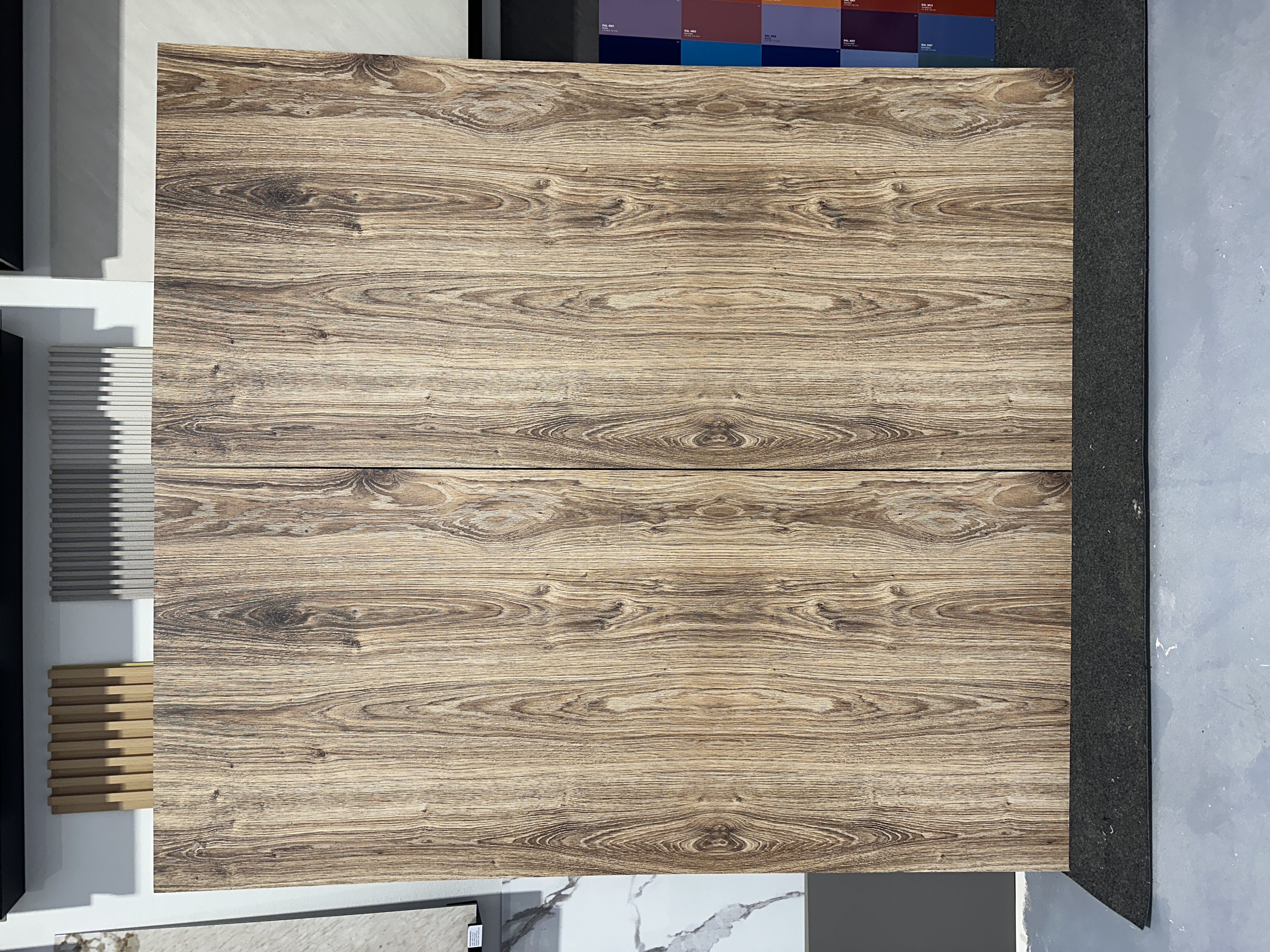 Duschrückwand aus Aluminium, 2tlg., Motiv: Holz V1, Größe: 200x90cm, Classic matt (B-Ware)