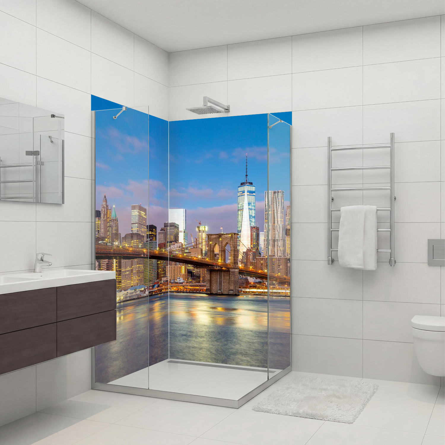 Duschrückwand mit New York V1 Motiv, als Badrückwand zum Fliesenersatz