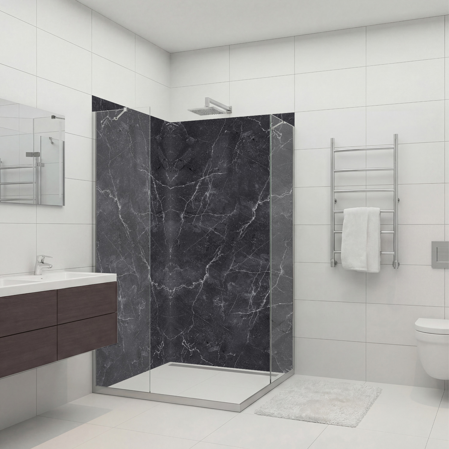 Duschrückwand mit Marmor V7 Motiv, als Badrückwand zum Fliesenersatz