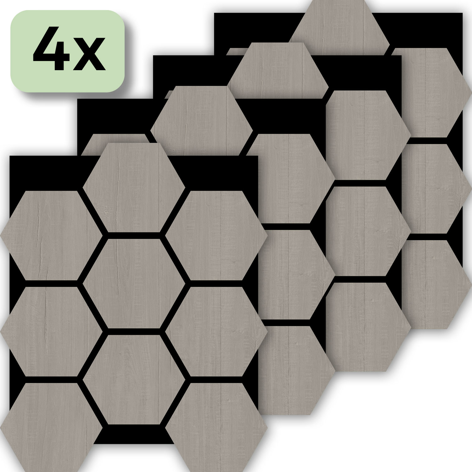 Akustikpaneel Hexagon, Farbe: Grey Oak, 4 Stück