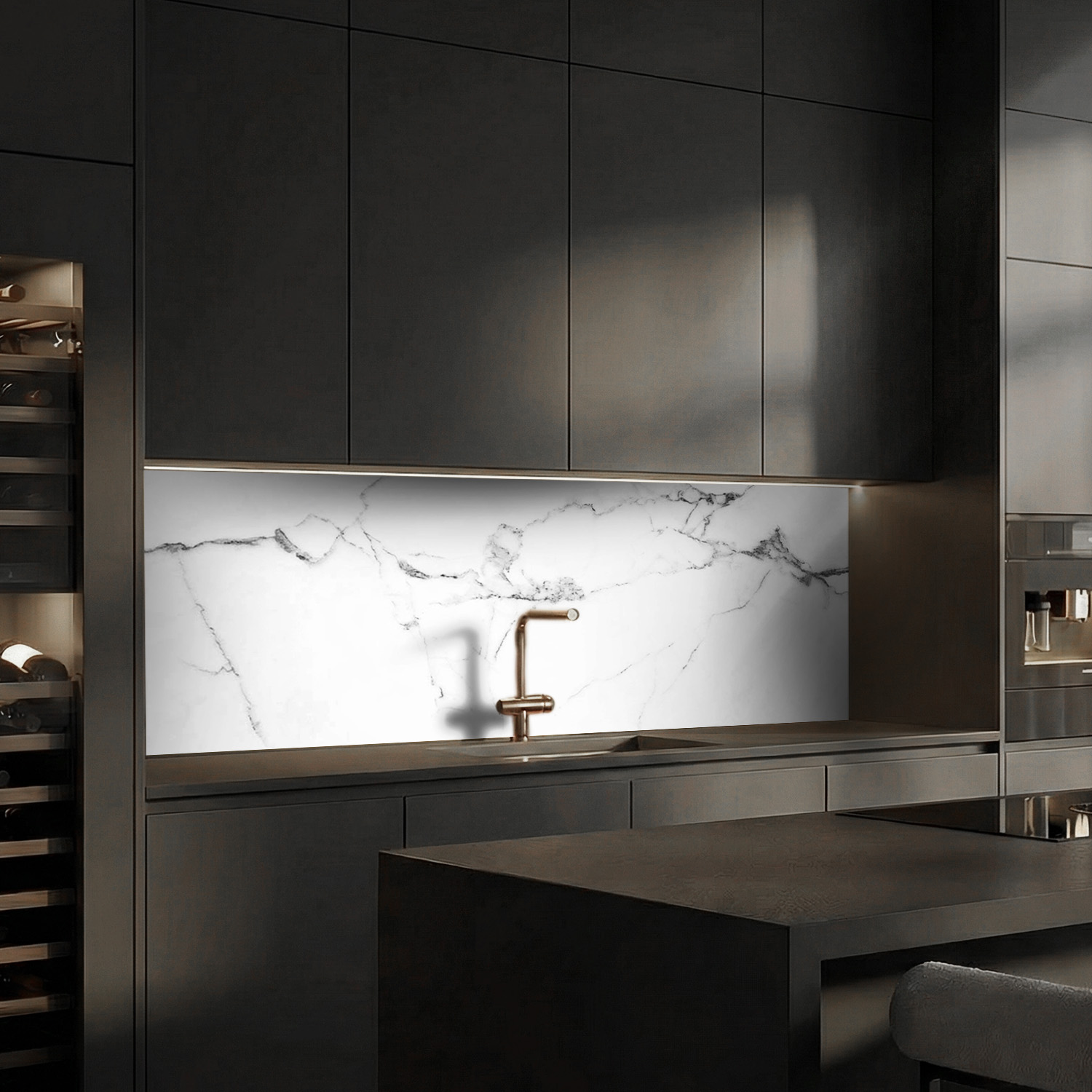 Küchenrückwand mit Marmor V4 Motiv als Fliesenersatz und Spritzschutz