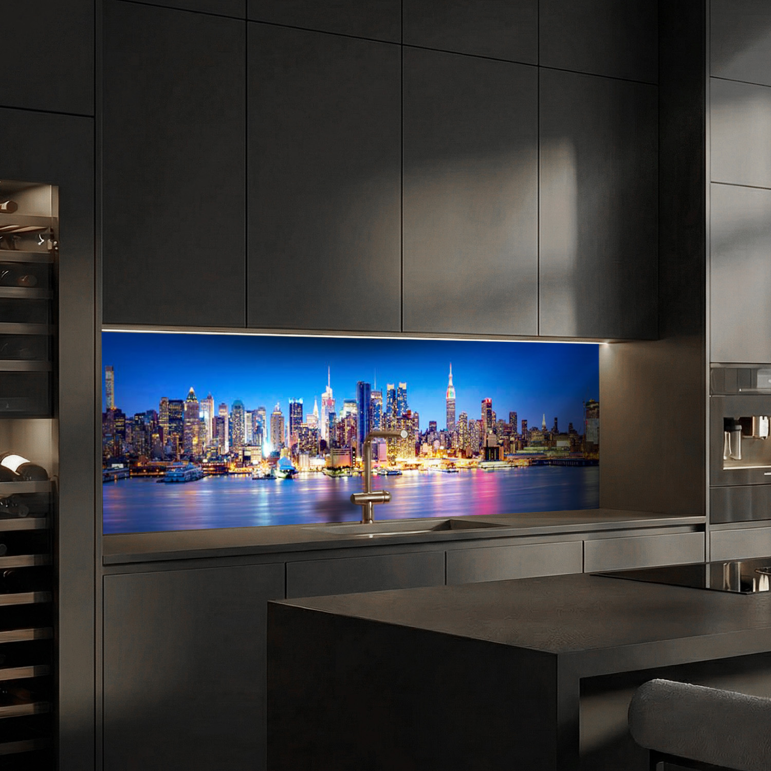 Küchenrückwand mit New York V1 Motiv als Fliesenersatz und Spritzschutz