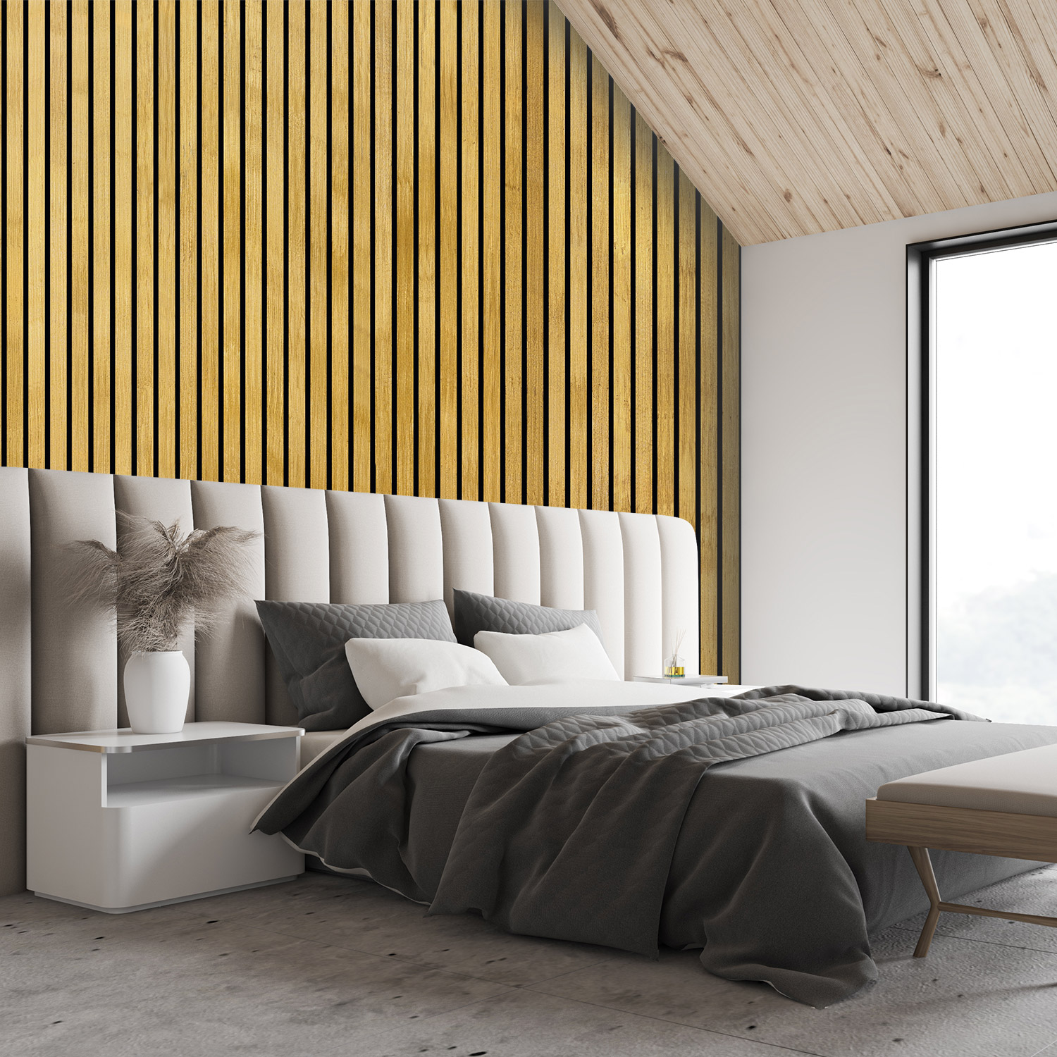 schlafzimmerrückwand mit holz v7 motiv als wandverkleidung und