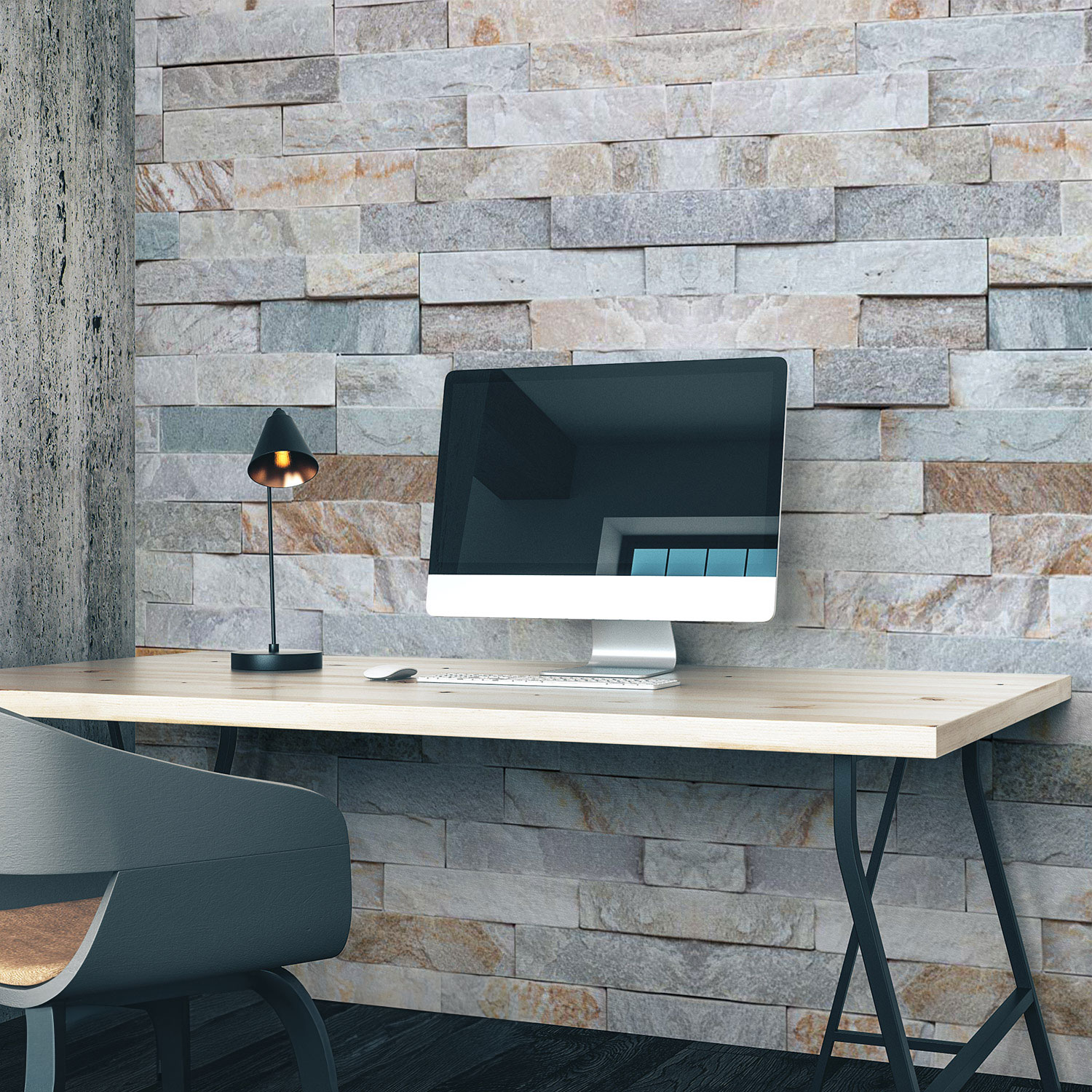 Wandverkleidung für das Büro mit Stein V4 Motiv