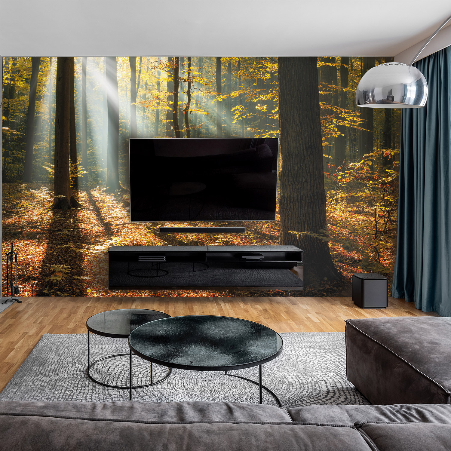 Wandverkleidung für das Wohnzimmer mit Wald V7 Motiv Wandverkleidung für das Wohnzimmer mit Wald V7 Motiv