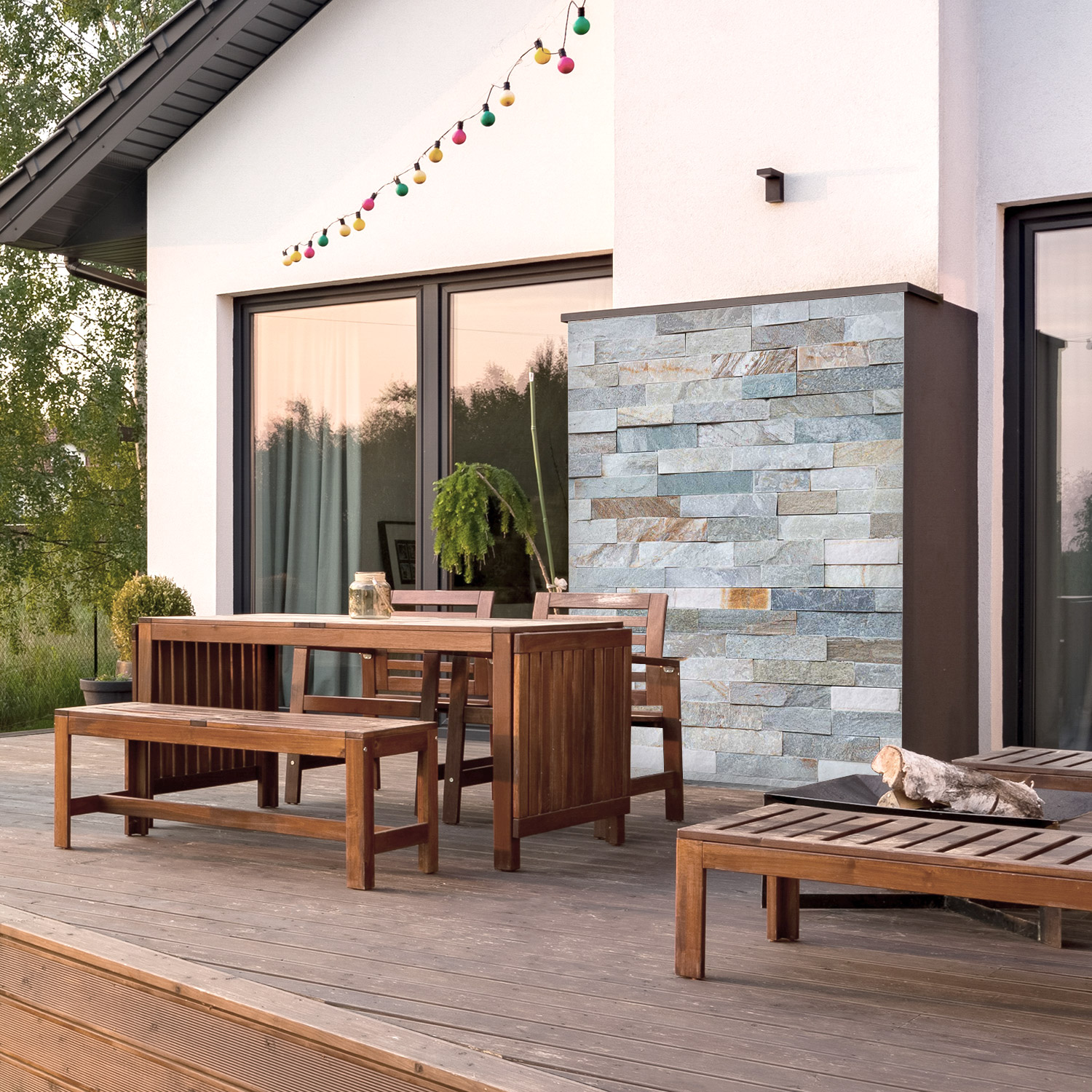 Wandverkleidung für den Outdoorbereich mit Stein V4 Motiv Wandverkleidung für den Outdoorbereich mit Stein V4 Motiv
