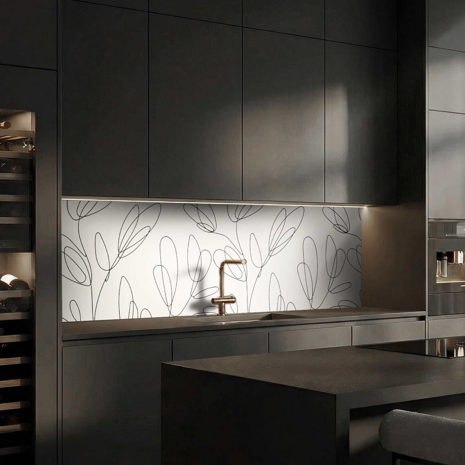 Küchenrückwand mit Kunst V3  Motiv als Fliesenersatz und Spritzschutz