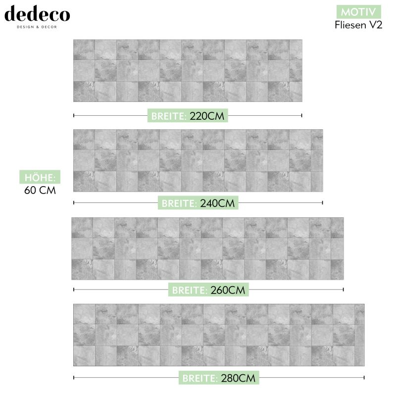 Küchenrückwand mit Fliesen V2 Motiv als Fliesenersatz und Spritzschutz