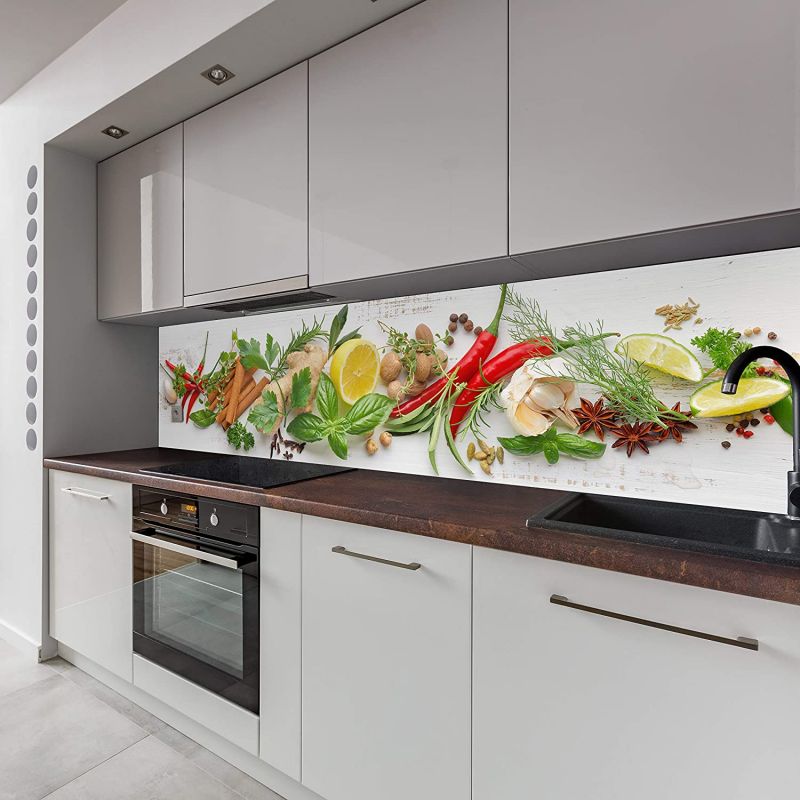 Küchenrückwand mit Obst & Gemüse V2 Motiv als Fliesenersatz und